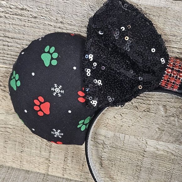 Disney Ears Christmas Minnie Mouse Paw Print Ears Handmade - Picture 3 of 5